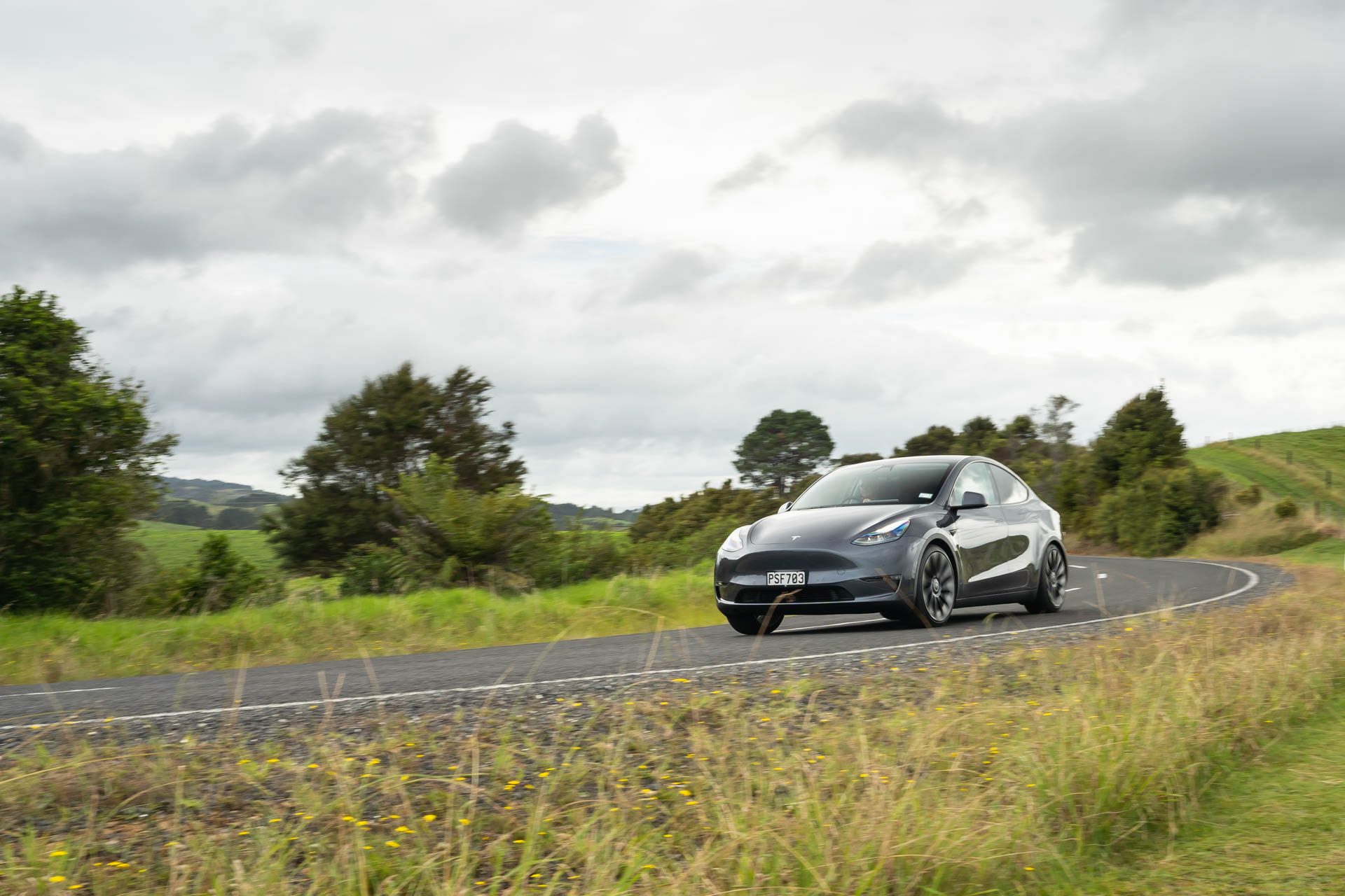Tesla Model Y Performance on road.