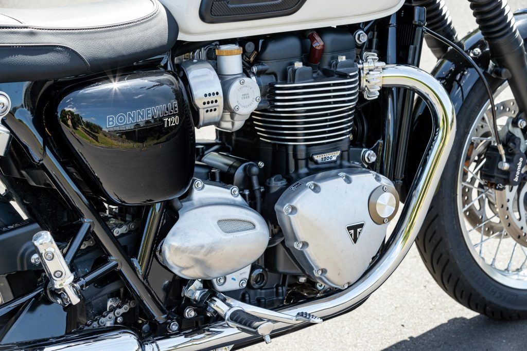 Engine detail on the Triumph Bonneville T120