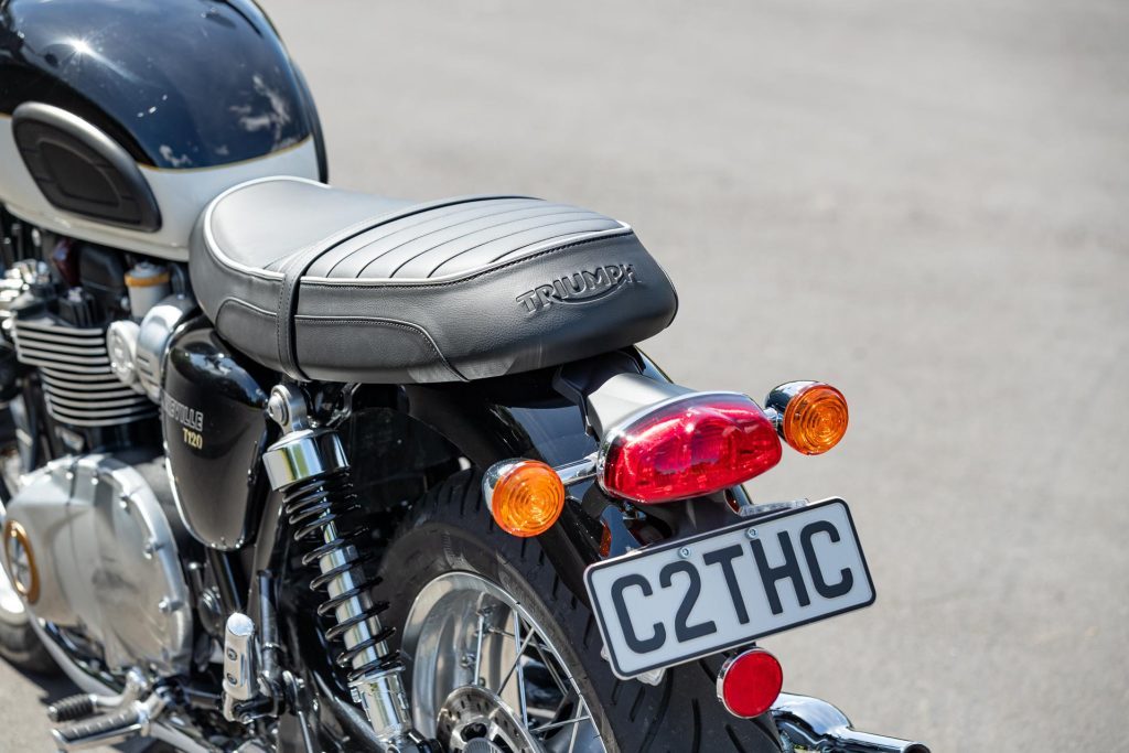 Seat detail on the Triumph Bonneville T120