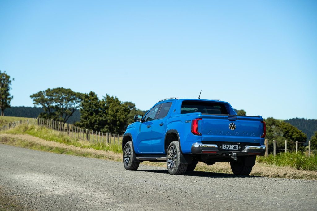 Wide rear quarter shot of the 2024 Volkswagen Amarok Aventura