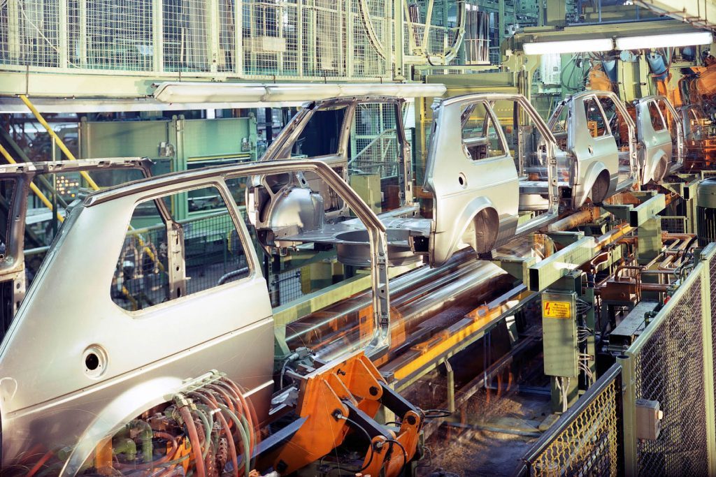 First generation Volkswagen Golf on production line