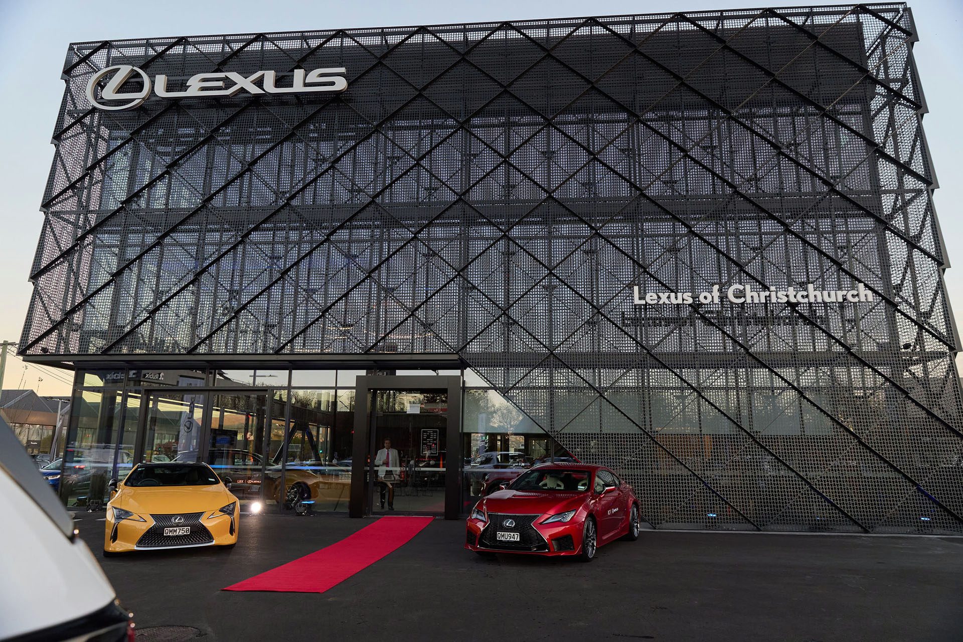 The front door of the new Lexus of Christchurch dealership.