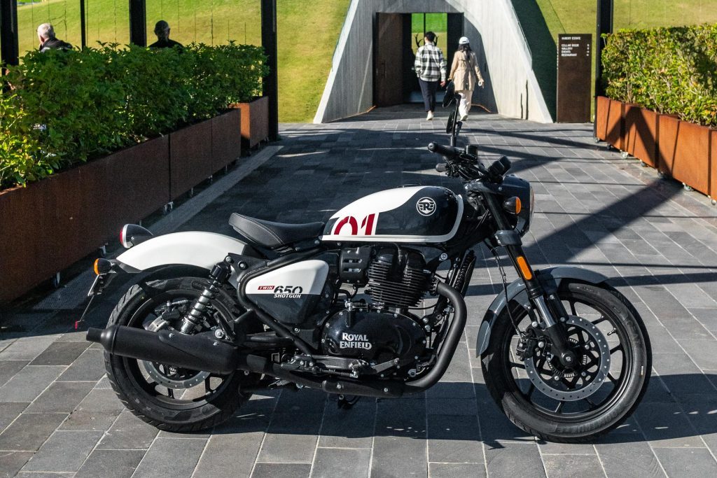Royal Enfield 650 in black and white