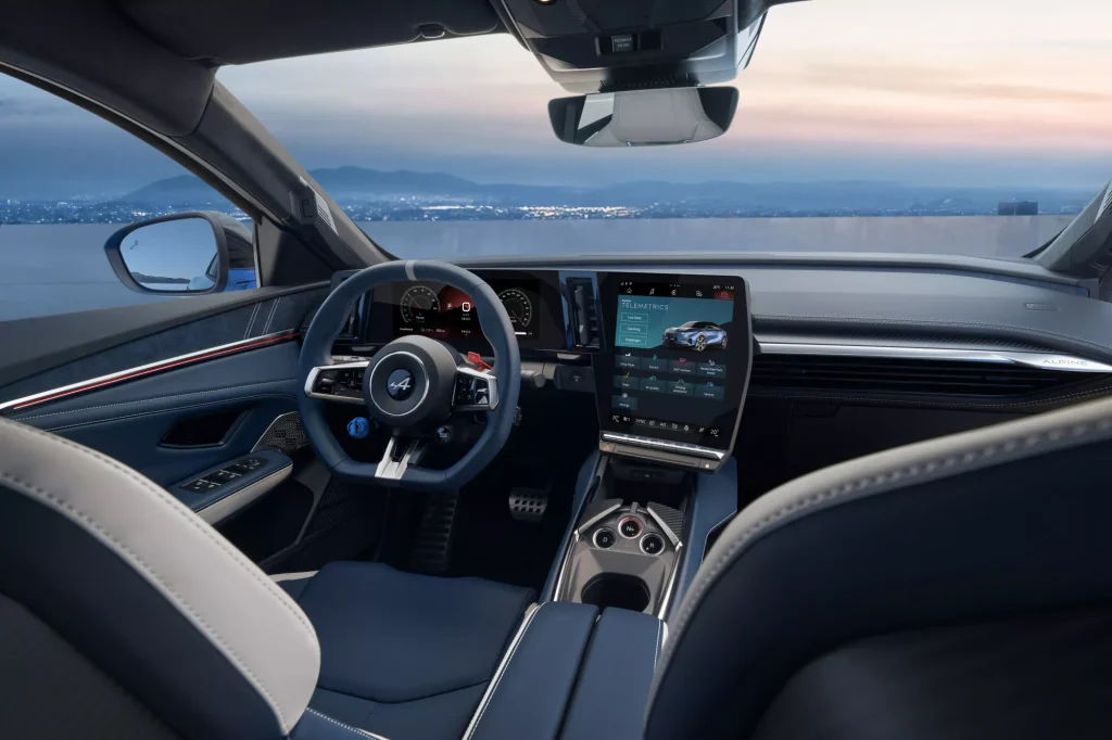 Smart interior with pushbuttons for gear selection.