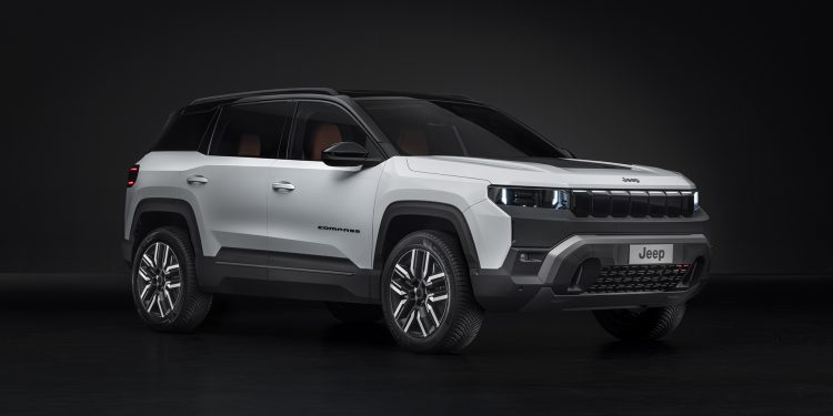 New Jeep Compass in white on a black background
