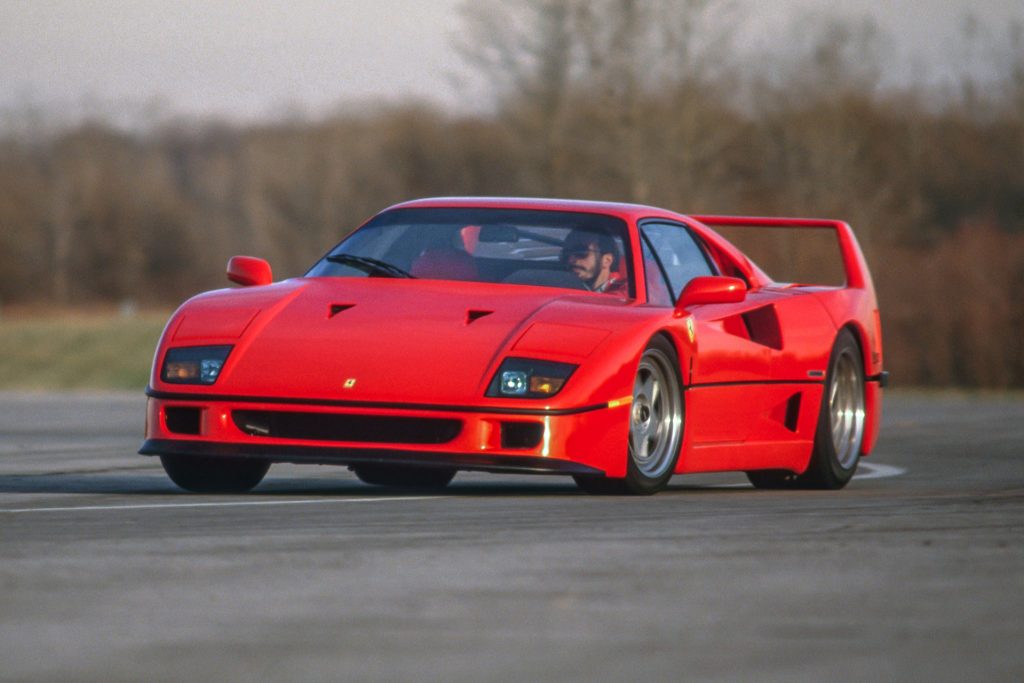 F40 on track with trees in background