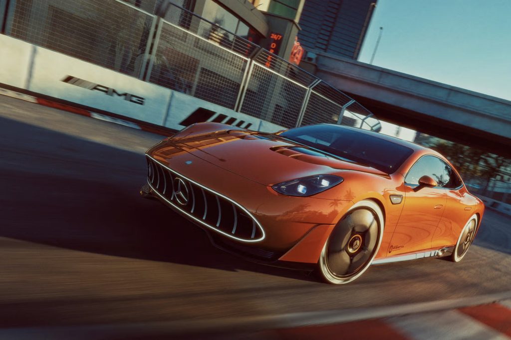Action shot of AMG GT XX concept car.