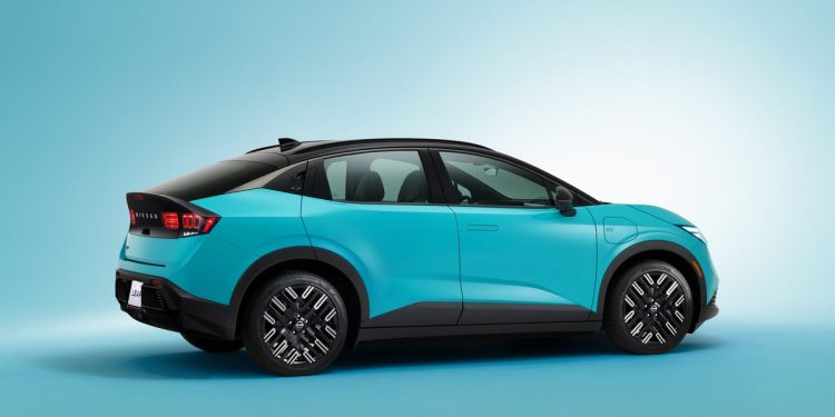 Nissan Leaf on a blue background