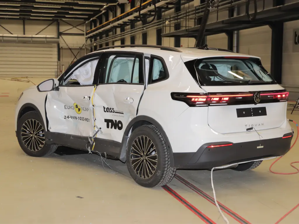 Impressively little damage in side impact testing here.