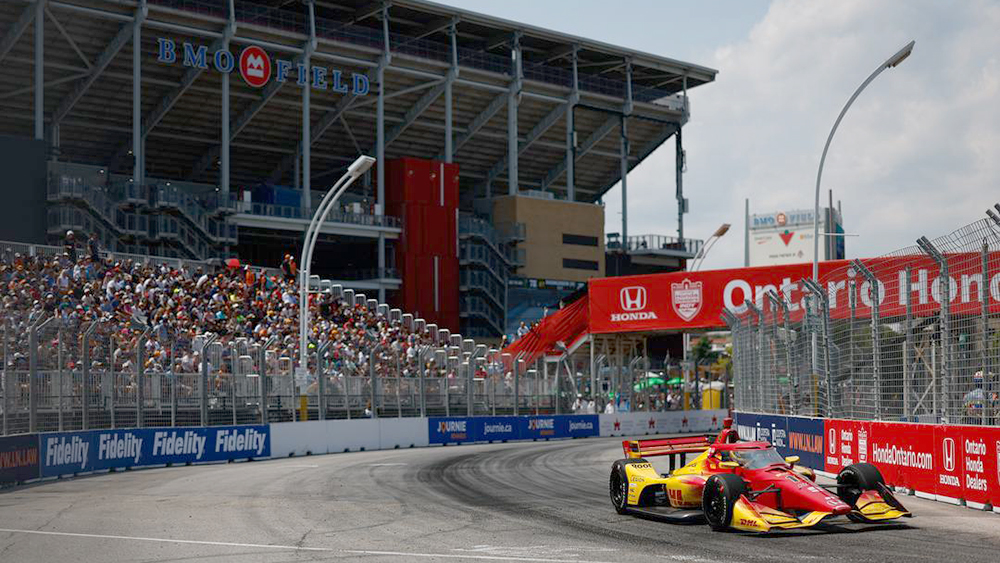 In practice for the Toronto round of the IndyCar series.