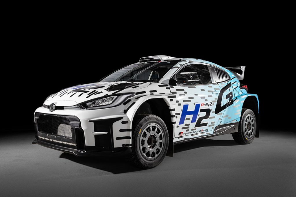 Toyota GR Rally 2 H2 concept car uses an ICE power engine that runs on compressed hydrogen. 