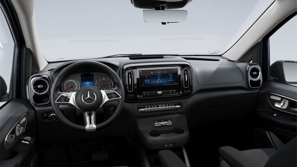 The interior of a Mercedes van is car-like.