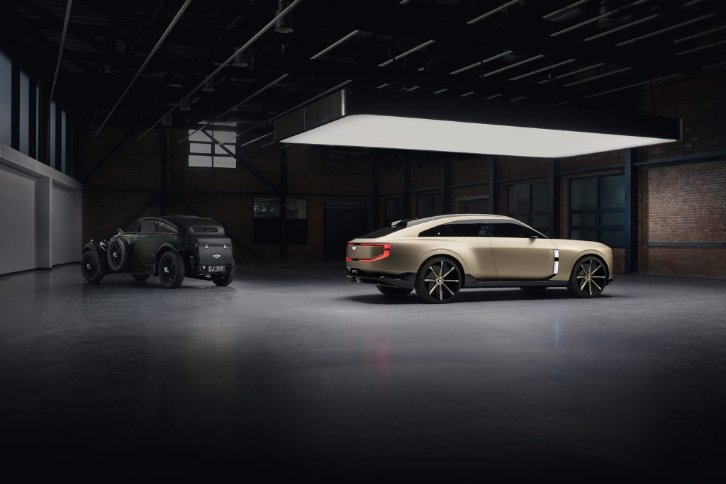 Another view of the pair. This concept car previewing Bentley's electric future is not for production.