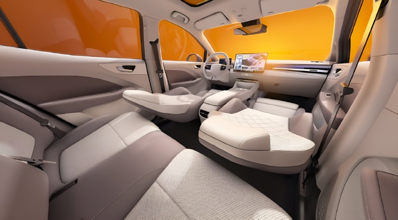 Seats up front allow for a laid back sleeping position.