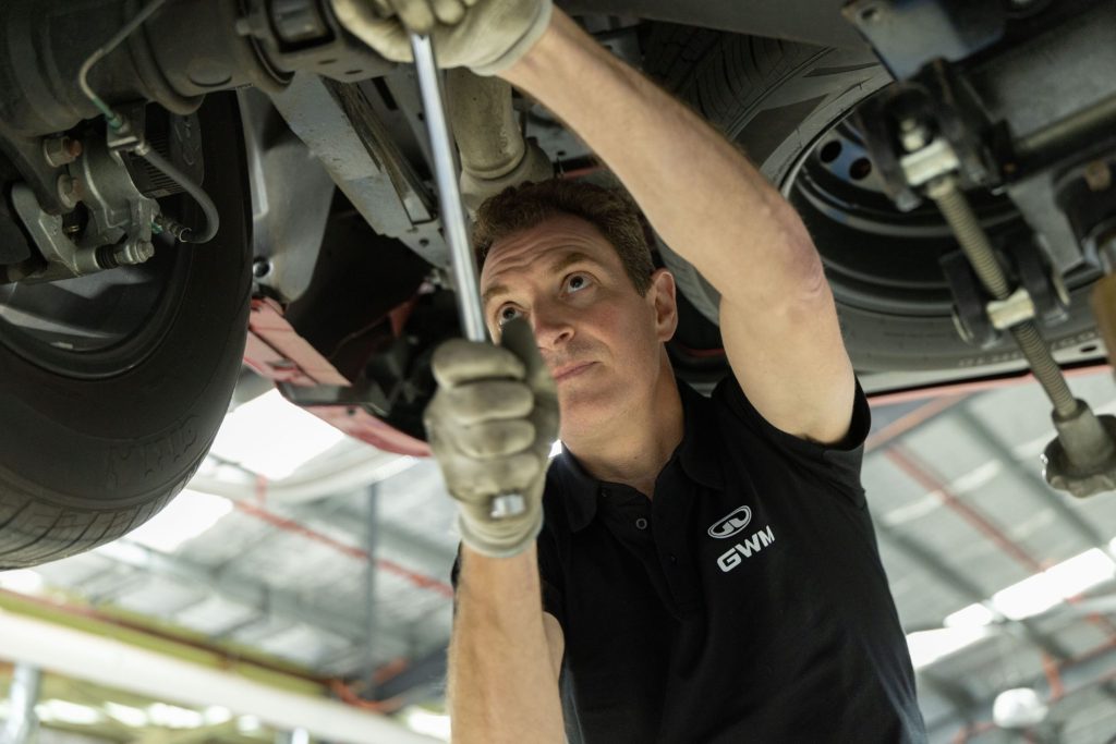 At work modding GWM product suspension for local driving conditions.