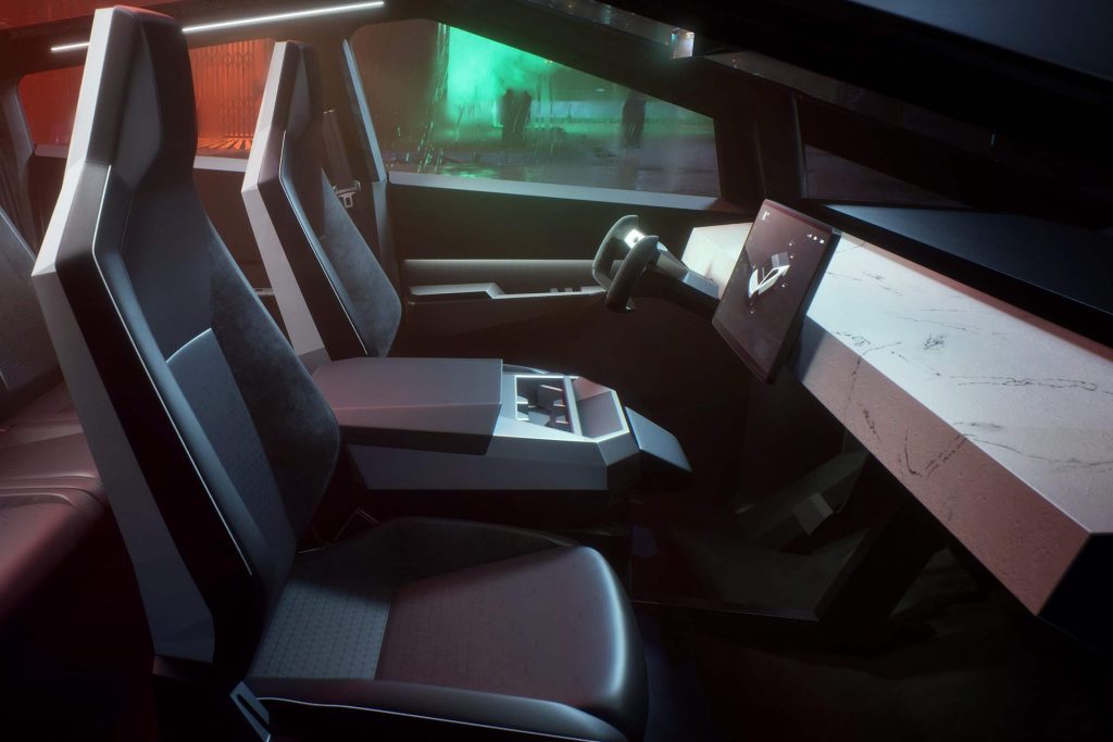 Interior of a Cybertruck.