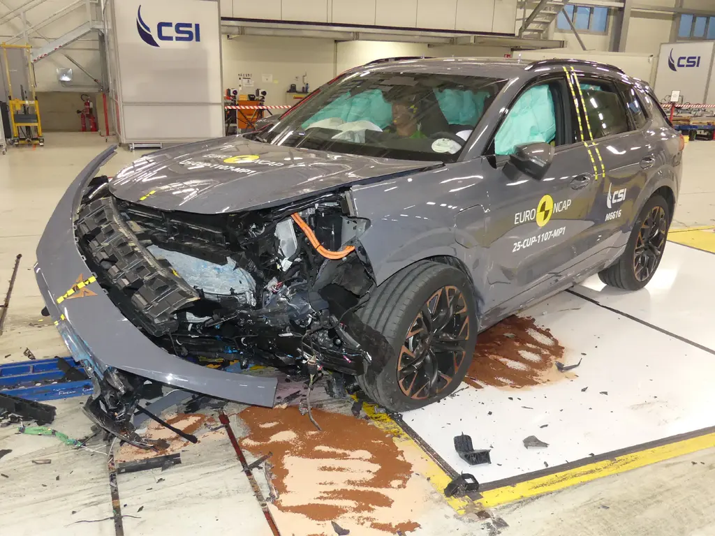 The aftermath of crash testing, frontal offset.