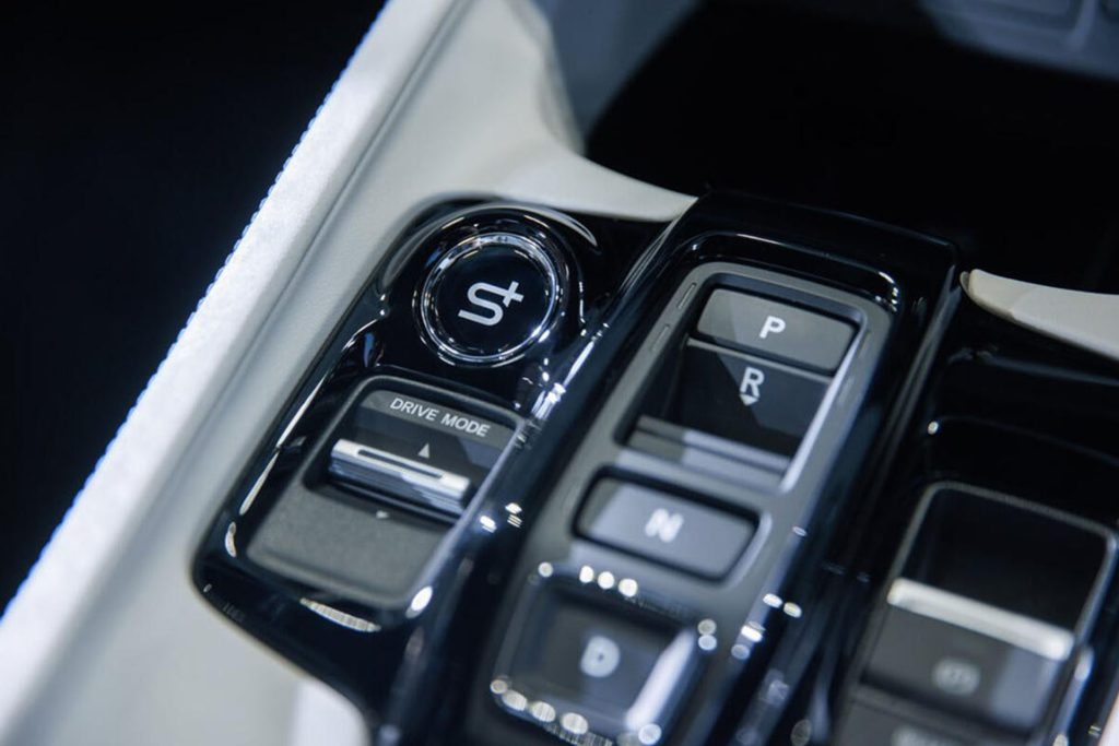 The S+ button allows for manual paddling of the simulated automatic transmission.