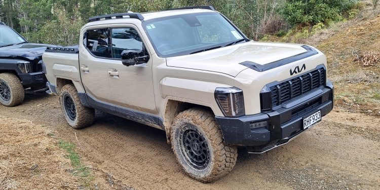 Kia Tasman in the mud