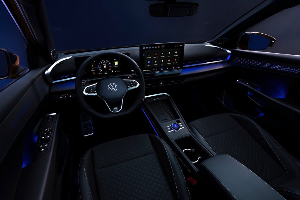 Interior at night.