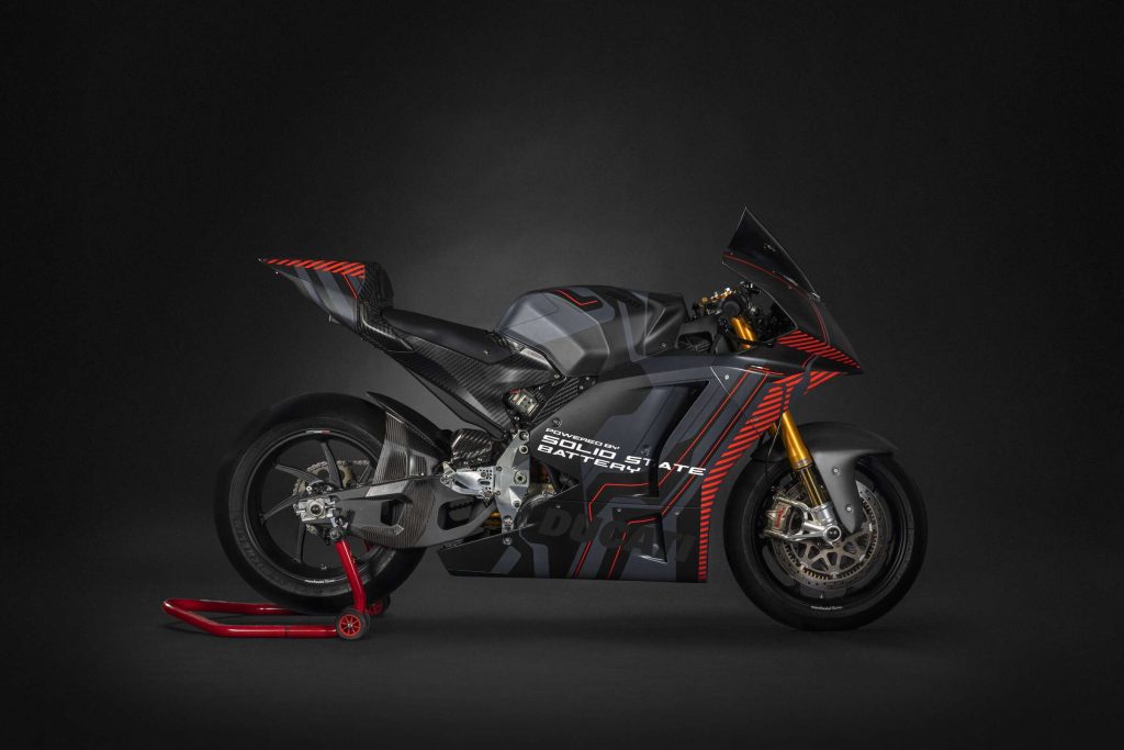 The gorgeous electric racer that Ducati says is a perfect fit with solid-state tech.