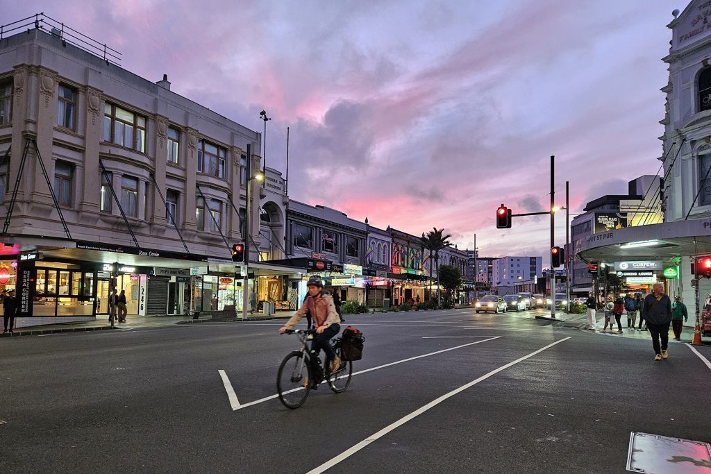 K. Rd as an example of AT's influence on road and cycleway design.