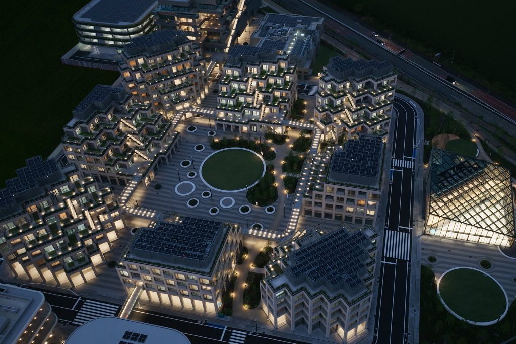 Woven City by night.