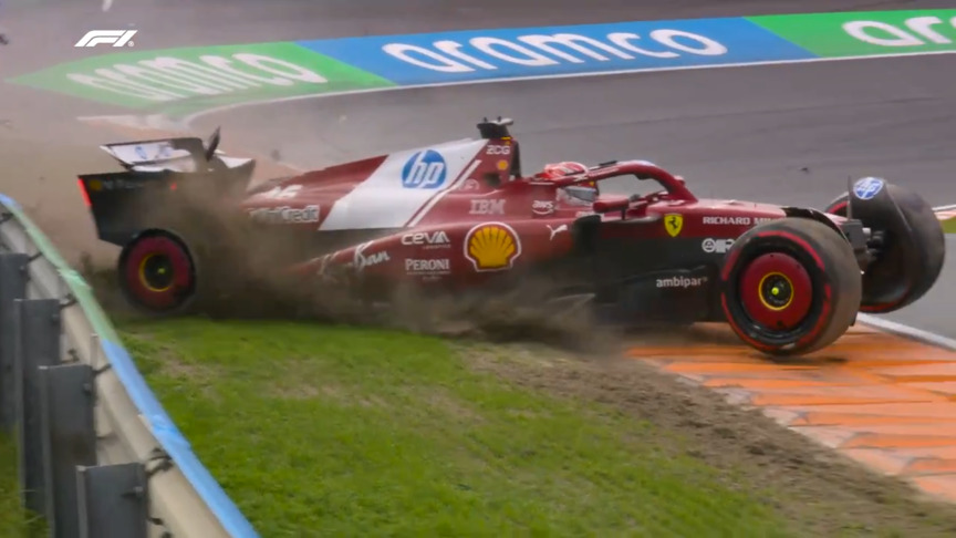 Both Ferraris crashed out at the running of the Dutch GP.