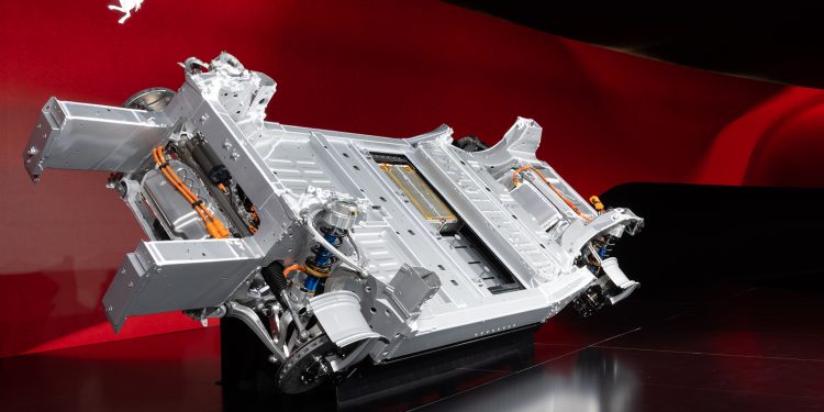 Ferrari EV platform against a bed backdrop
