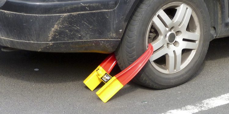 wheel clamped
