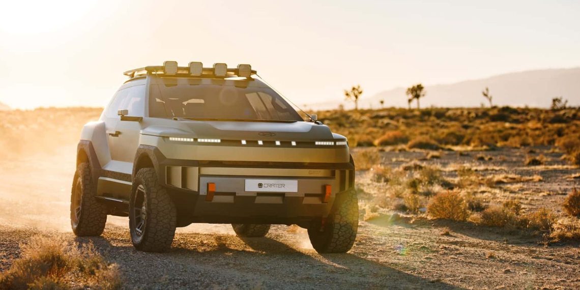 Hyundai Crater back lit by the sun