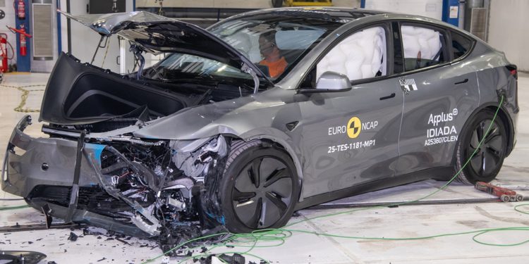 Gray Tesla crash